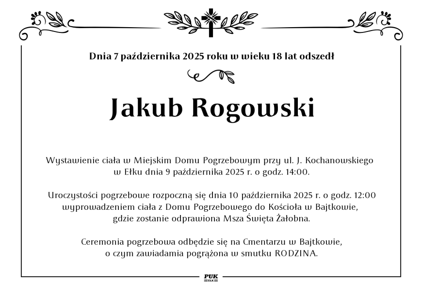 Jakub Rogowski - nekrolog